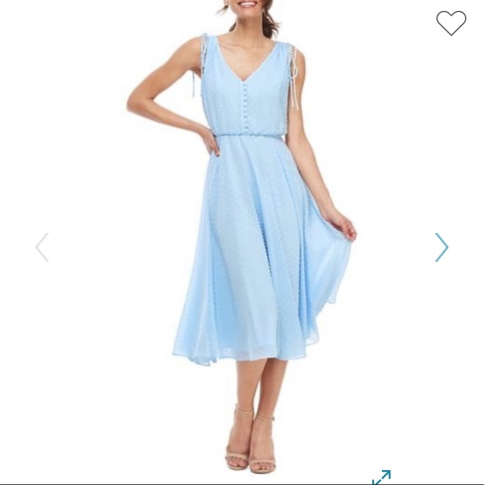 Gal Meets Glam Hilary Clip Dot Chiffon Midi Dress